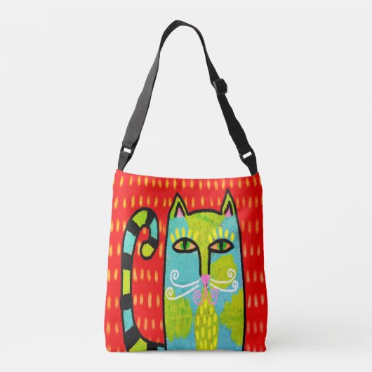 Originele Abstracte kunst Cat Canvas tas (Achterkant)