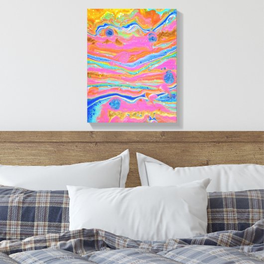 Originele abstracte kunst Flow van de Kosmos Canvas Afdruk (Insitu (Slaapkamer))