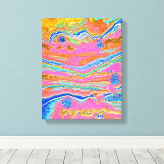 Originele abstracte kunst Flow van de Kosmos Canvas Afdruk (Insitu (Houten vloer))