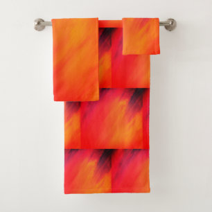Originele Abstracte kunst geel en sinaasappel Bad Handdoek