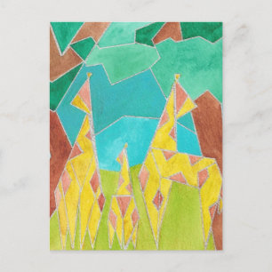 Originele Abstracte Kunst Giraffenfamilie Briefkaart