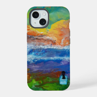 originele abstracte kunst Grote Golf morgens iPhone 15 Case