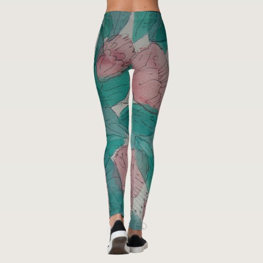originele abstracte schettering floral leggings (Achterkant)