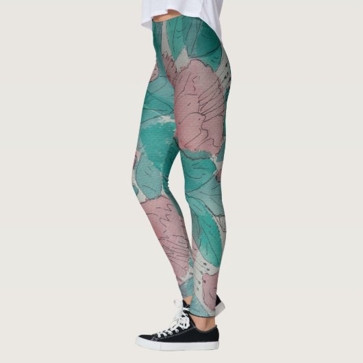 originele abstracte schettering floral leggings (Links)
