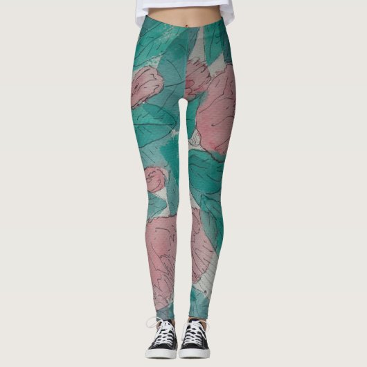 originele abstracte schettering floral leggings (Voorkant)