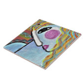 Originele abstracte schildering van een vrouw tegeltje (Zijkant)