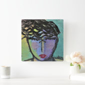 Originele Abstracte Schildering Vierkante Wandklok (Huis)