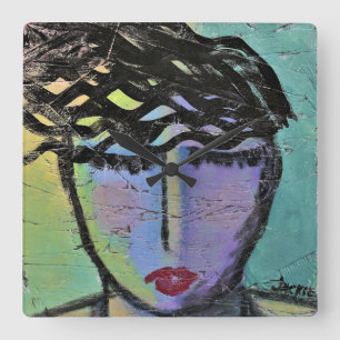 Originele Abstracte Schildering Vierkante Wandklok