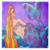 Originele Abstracte Zeemeermin digitale kunst Tegeltje (Voorkant)