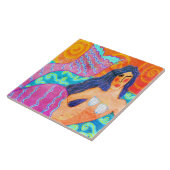 Originele Abstracte Zeemeermin Schildering Tegeltje (Zijkant)