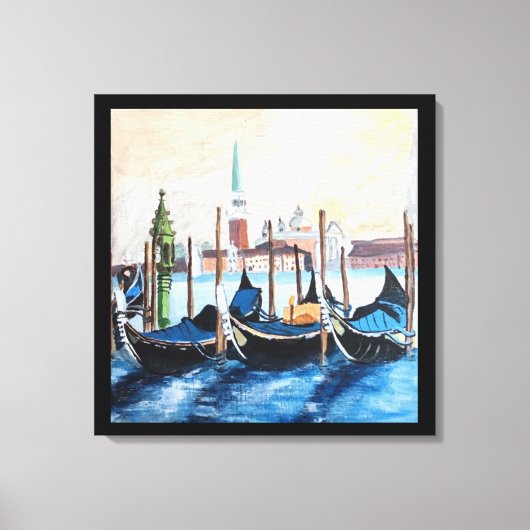 Originele acrylverf van Gondolas door St. Mark's Canvas Afdruk (Voorkant)