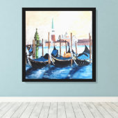 Originele acrylverf van Gondolas door St. Mark's Canvas Afdruk (Insitu (Houten vloer))