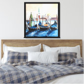 Originele acrylverf van Gondolas door St. Mark's Canvas Afdruk (Insitu (Slaapkamer))