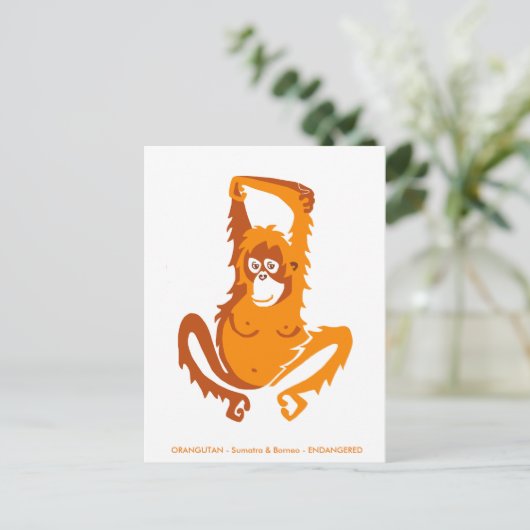 Originele afbeelding - ORANGUTAN - Bedreigde soort Briefkaart (Staand voorkant)