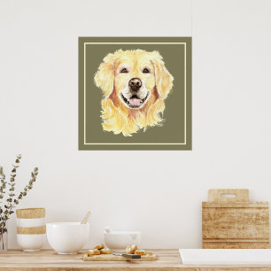 Originele Aquarel Goud Retriever Hond Huisdier Kun Poster