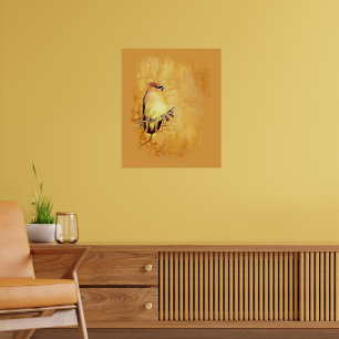 Originele Aquarel Grote Zaadeters Vogel Wilde Dier Poster