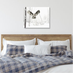 Originele Aquarel Jacht Uil Vogel Kunst Canvas Afdruk