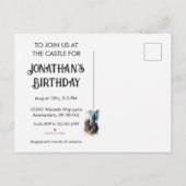 Originele Aquarel Kasteel Verjaardags Kunstwerk Uitnodiging Briefkaart (Achterkant)