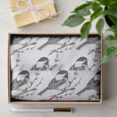 Originele aquarel katwilg & chickadee vogel tissuepapier (Geschenk)