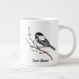 Originele aquarel katwilg en mees vogel grote koffiekop