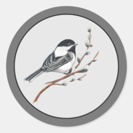 Originele aquarel katwilg en mees vogel ronde sticker