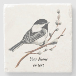 Originele Aquarel Katwilg & Mees Vogel Stenen Onderzetter
