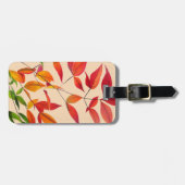 Originele aquarel kunst van oranje herfstbladeren bagagelabel (Voorkant horizontaal)