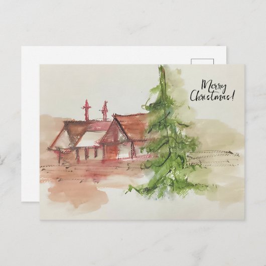 Originele aquarel schets  briefkaart (Voorkant / Achterkant)