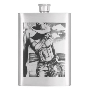Originele Art Cowboy tekening Cool Classic Hip Heupfles