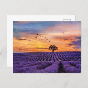 Originele Art Lone Tree Peaceful Scenery    Briefkaart
