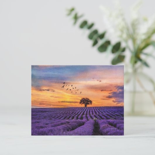 Originele Art Lone Tree Peaceful Scenery    Briefkaart (Staand voorkant)