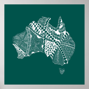 Originele Australië Map Art - Kies uw kleur Poster