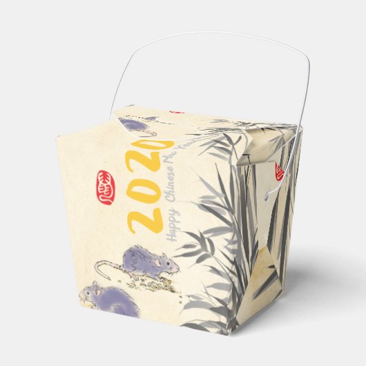 Originele Bamboe Ratten schilderen Chinese wensen Bedankdoosjes (Voorkant Zijde)