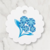 Originele blauwe bloemen bedankjes labels (Voorkant)