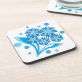 Originele blauwe bloemen bier onderzetter (Linkerzijde)