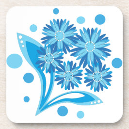 Originele blauwe bloemen bier onderzetter