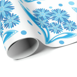 Originele blauwe bloemen cadeaupapier