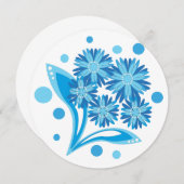 Originele blauwe bloemen kaart (Voorkant / Achterkant)