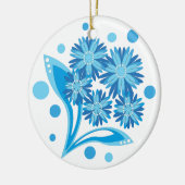Originele blauwe bloemen keramisch ornament (Links)