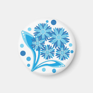 Originele blauwe bloemen magneet