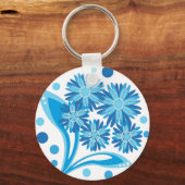 Originele blauwe bloemen sleutelhanger (Voorkant)