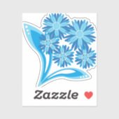Originele blauwe bloemen sticker (Vel)