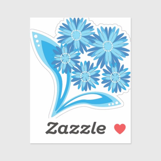 Originele blauwe bloemen sticker (Vel)