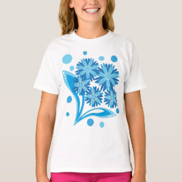 Originele blauwe bloemen t-shirt