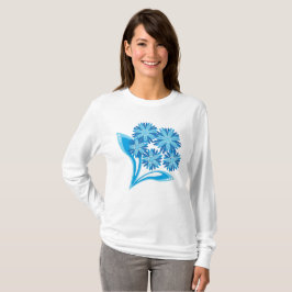 Originele blauwe bloemen t-shirt