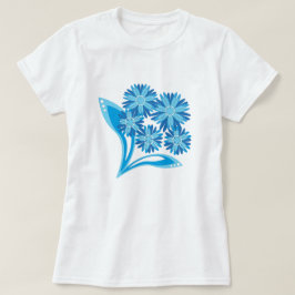 Originele blauwe bloemen t-shirt