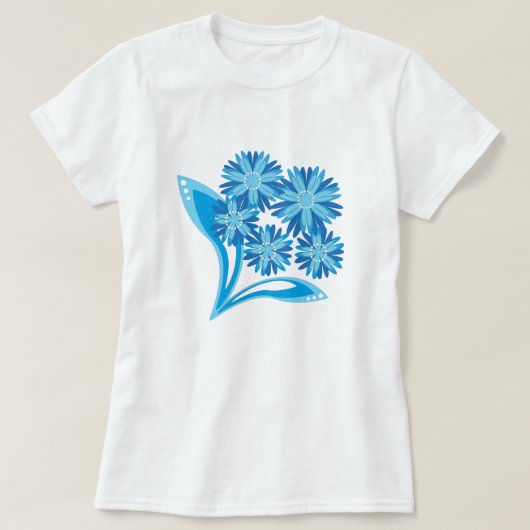 Originele blauwe bloemen t-shirt (Design voorkant)