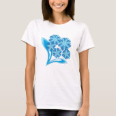 Originele blauwe bloemen t-shirt (Voorkant)