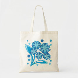 Originele blauwe bloemen tote bag