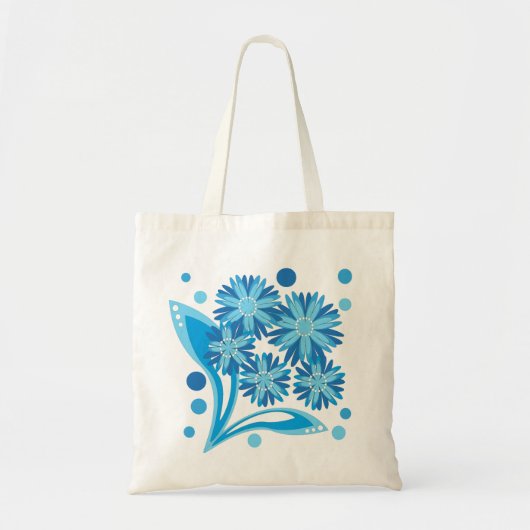 Originele blauwe bloemen tote bag (Voorkant)